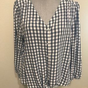 Loft Outlet gingham 3/4 sleeve, EXC